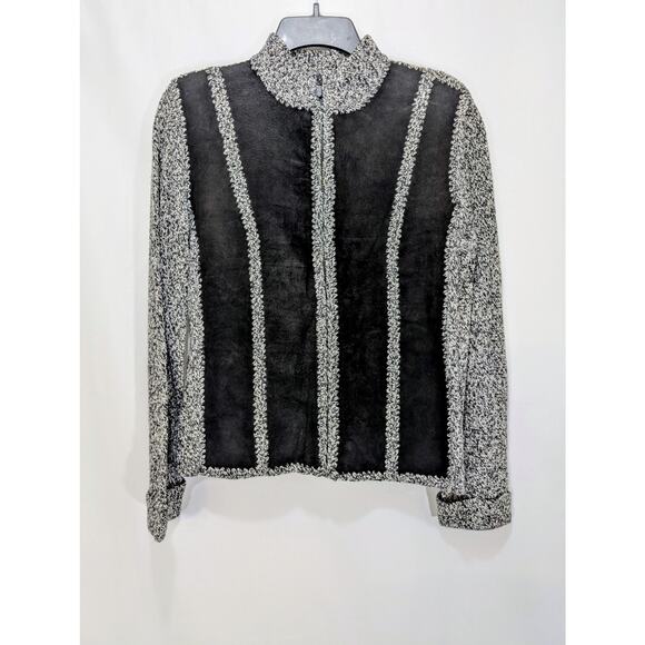 NWT Talk of the Walk Atlantic City Suede Knit Jacket Black White Size M - Picture 4 of 9